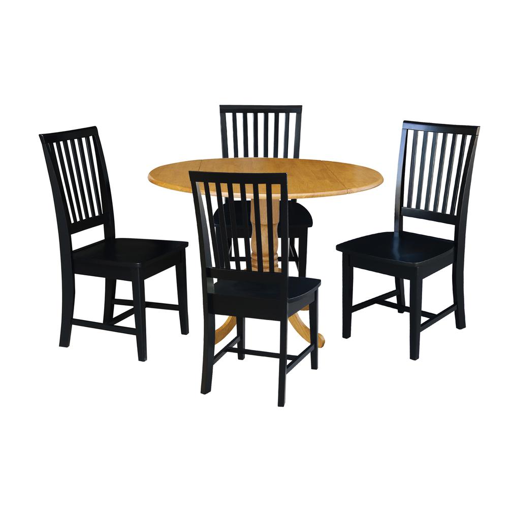 42 in. Dual Drop Leaf Table with 4 Slat Back Dining Chairs - 5 Piece Dining Set. Picture 1