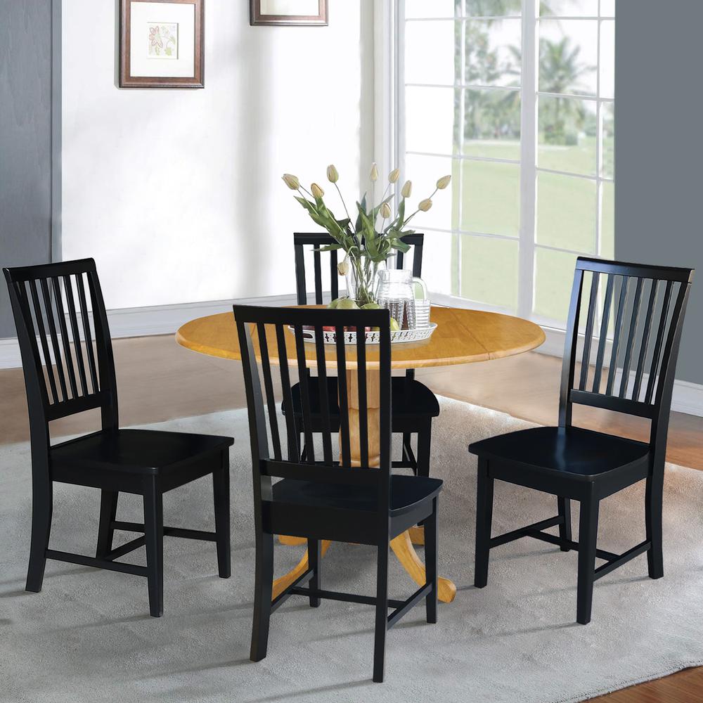 42 in. Dual Drop Leaf Table with 4 Slat Back Dining Chairs - 5 Piece Dining Set. Picture 2