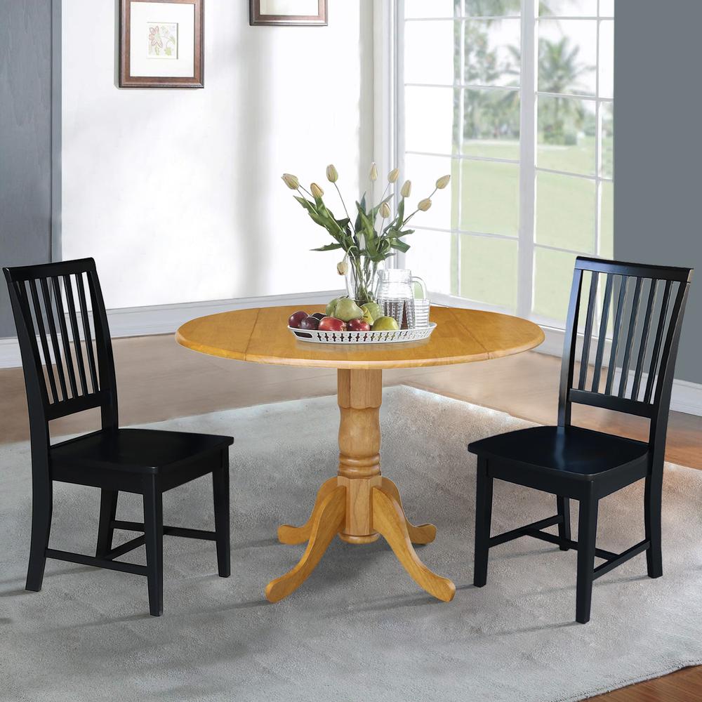 42 in. Dual Drop Leaf Table with 2 Slat Back Dining Chairs - 3 Piece Dining Set. Picture 2