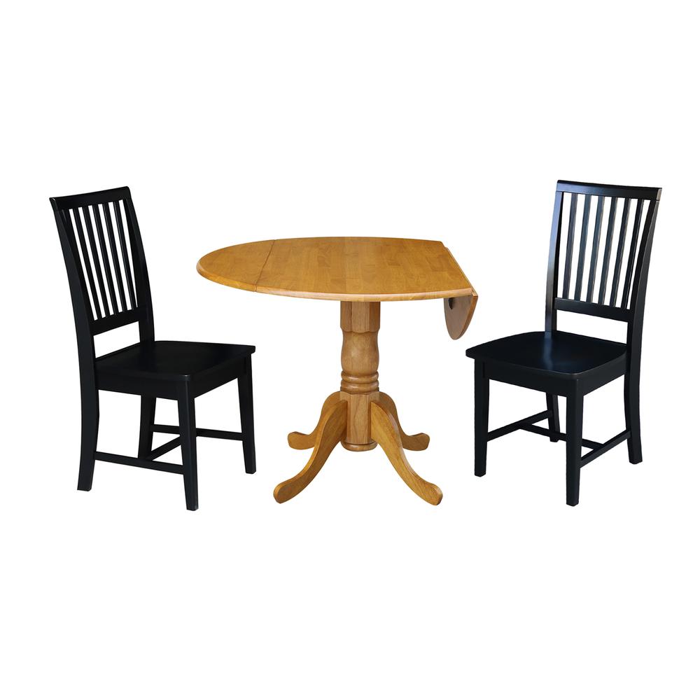 42 in. Dual Drop Leaf Table with 2 Slat Back Dining Chairs - 3 Piece Dining Set. Picture 3
