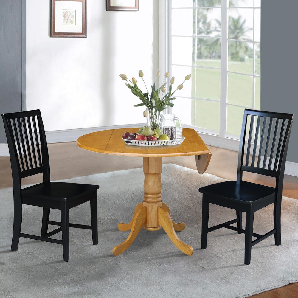 42 in. Dual Drop Leaf Table with 2 Slat Back Dining Chairs - 3 Piece Dining Set. Picture 4