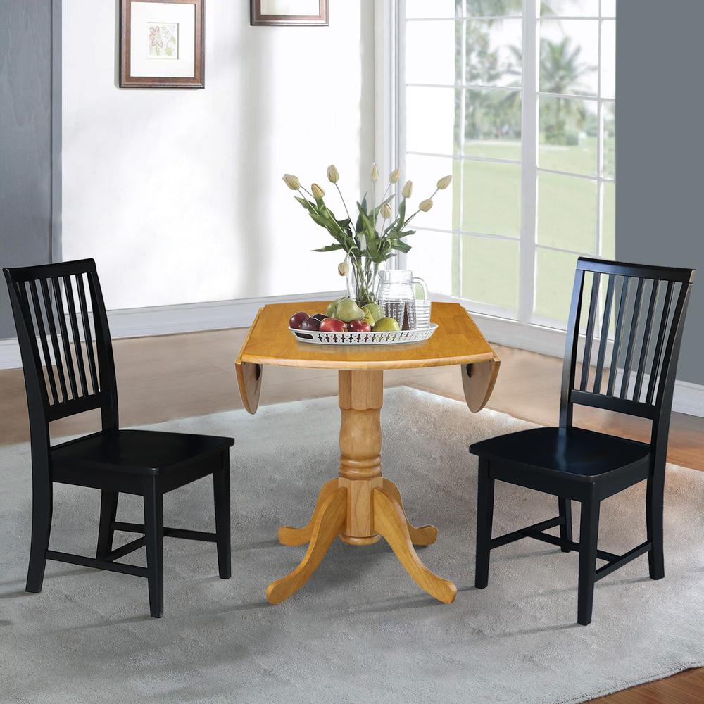 42 in. Dual Drop Leaf Table with 2 Slat Back Dining Chairs - 3 Piece Dining Set. Picture 6