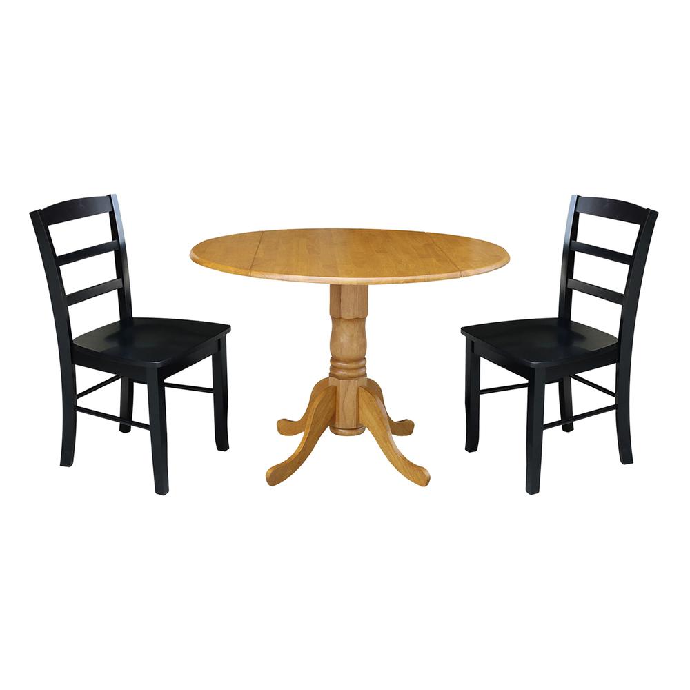 42 in. Dual Drop Leaf Table with 2 Ladder Back Dining Chairs. Picture 1
