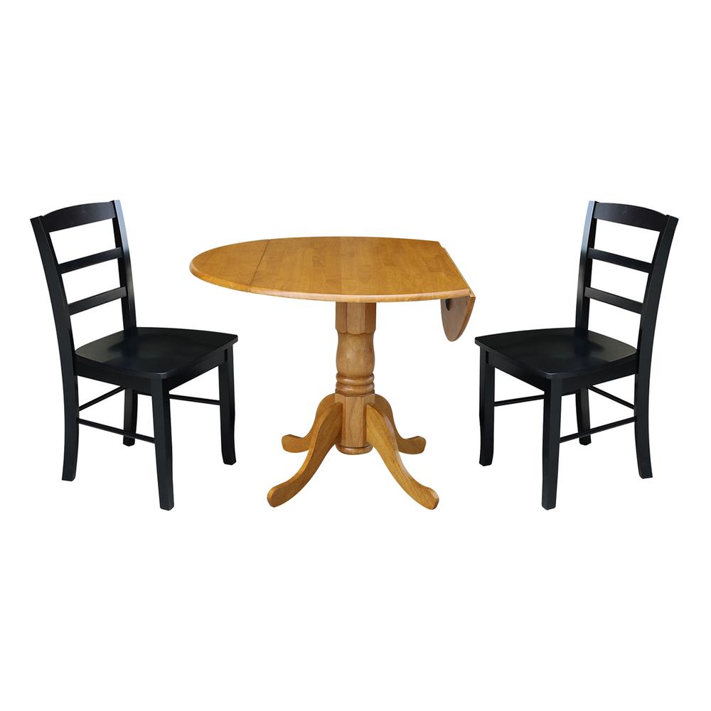 42 in. Dual Drop Leaf Table with 2 Ladder Back Dining Chairs. Picture 3