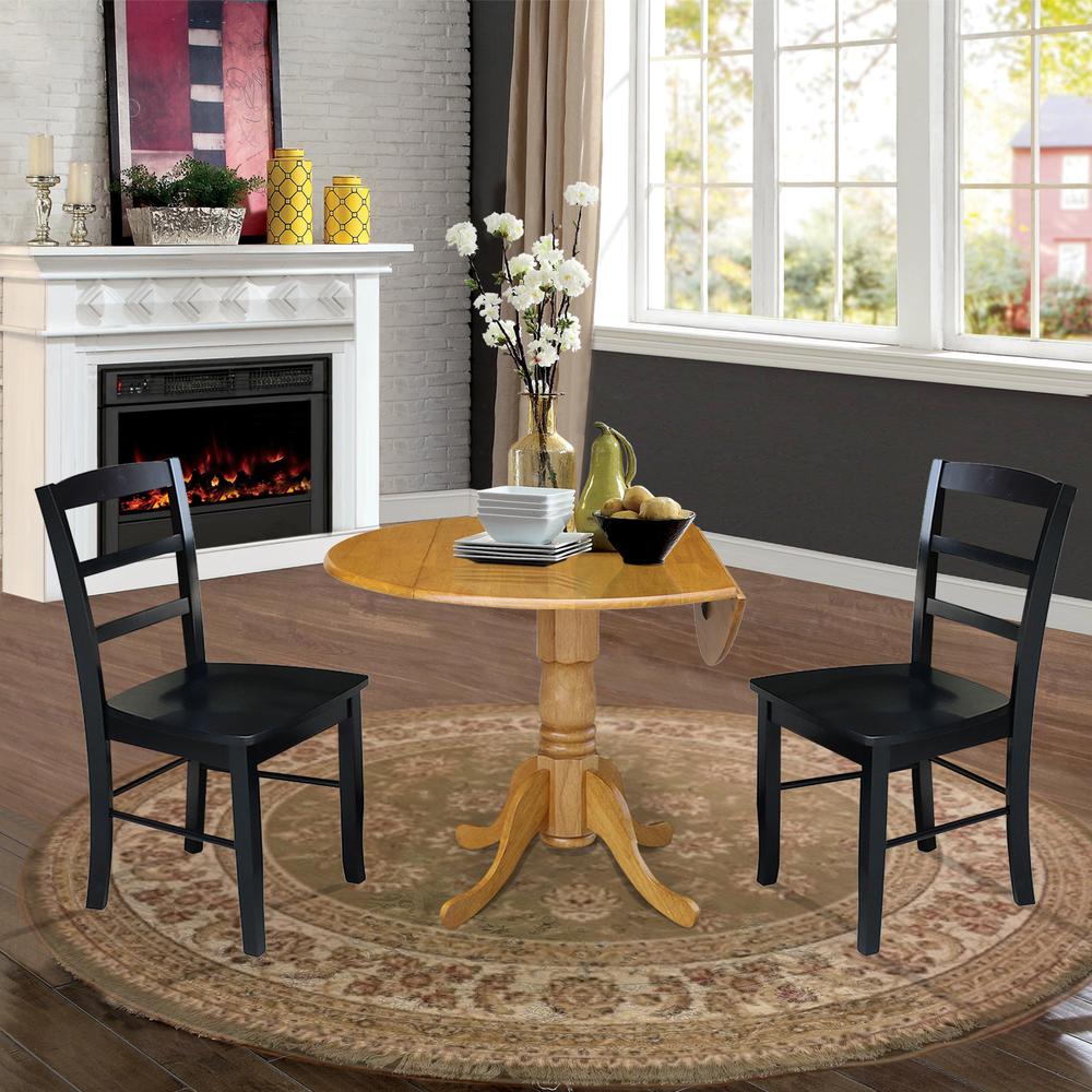 42 in. Dual Drop Leaf Table with 2 Ladder Back Dining Chairs. Picture 4
