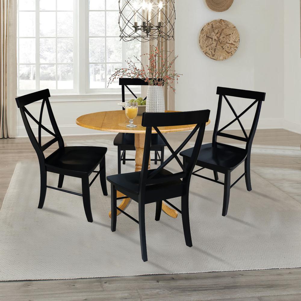 42 in. Dual Drop Leaf Table with 4 Cross Back Dining Chairs - 5 Piece Dining Set. Picture 2