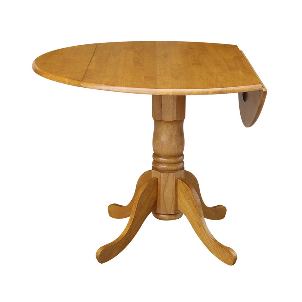 42 in. Dual Drop Leaf Table with 4 Slat Back Dining Chairs - 5 Piece Dining Set. Picture 4