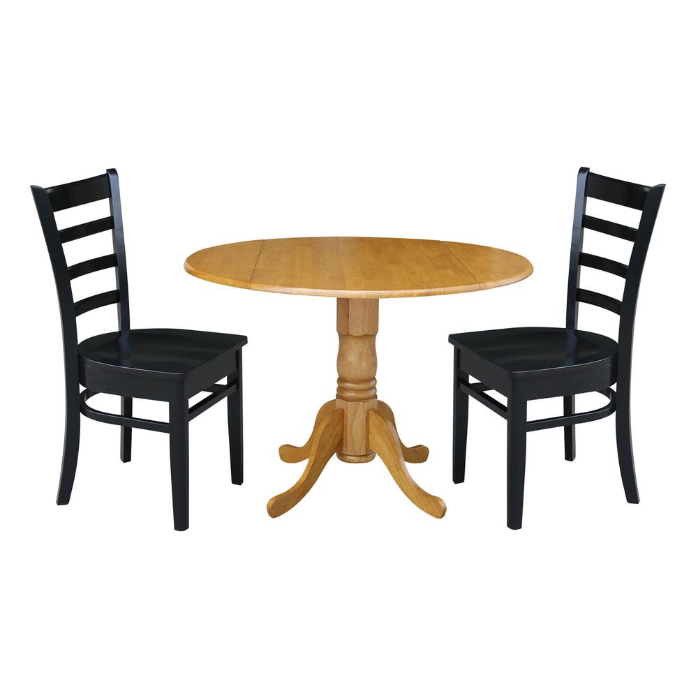 42 in. Dual Drop Leaf Table with 2 Ladder Back Dining Chairs. Picture 1