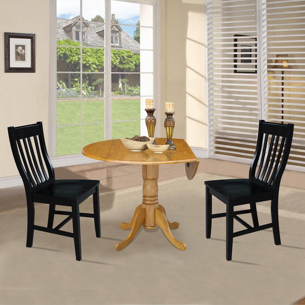 42 in. Dual Drop Leaf Table with 2 Slat Back Dining Chairs - 3 Piece Dining Set. Picture 4
