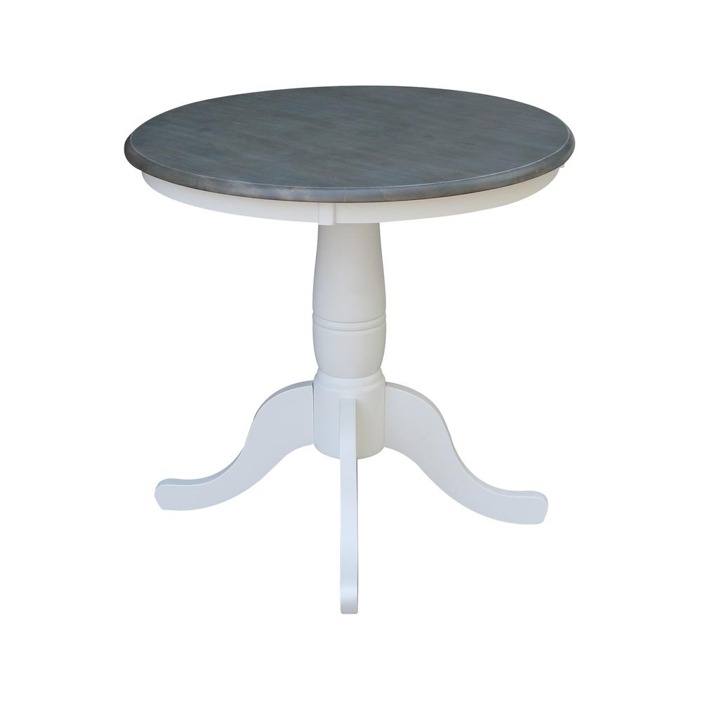 30" Round Top Pedestal Table - Dining Height - White/Heather Gray. Picture 2