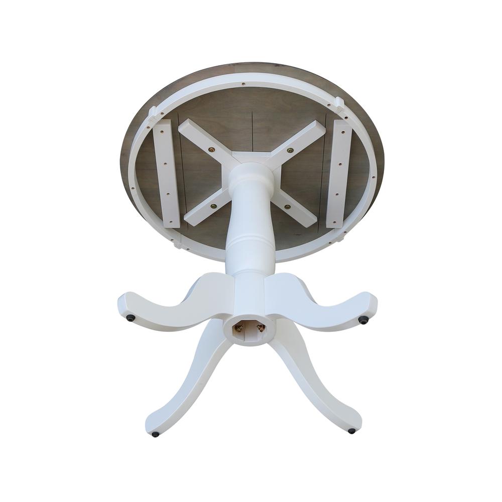 30" Round Top Pedestal Table - Dining Height - White/Heather Gray. Picture 3