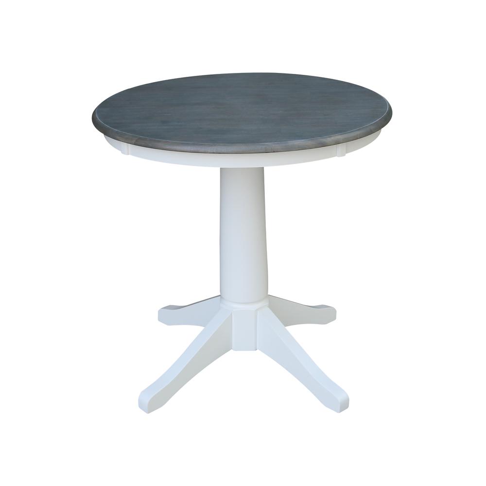 30" Round Top Pedestal Table - Dining Height - White/Heather Gray. Picture 1
