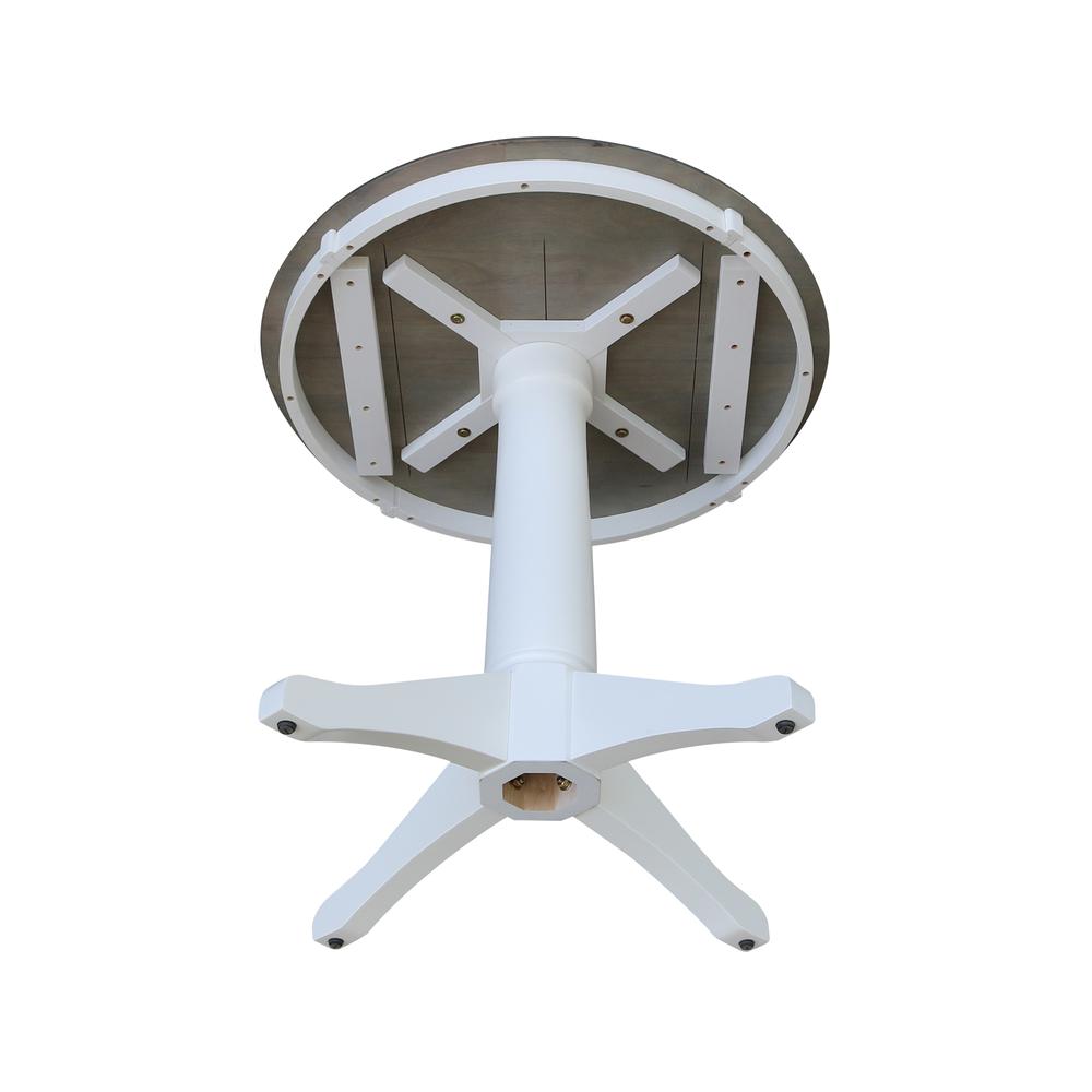 30" Round Top Pedestal Table - Dining Height - White/Heather Gray. Picture 4