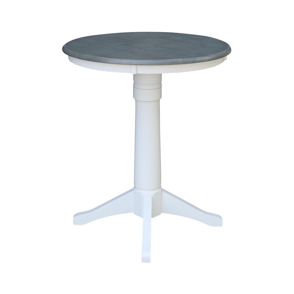 30" Round Top Pedestal Table - Counter Height - White/Heather Gray. Picture 2