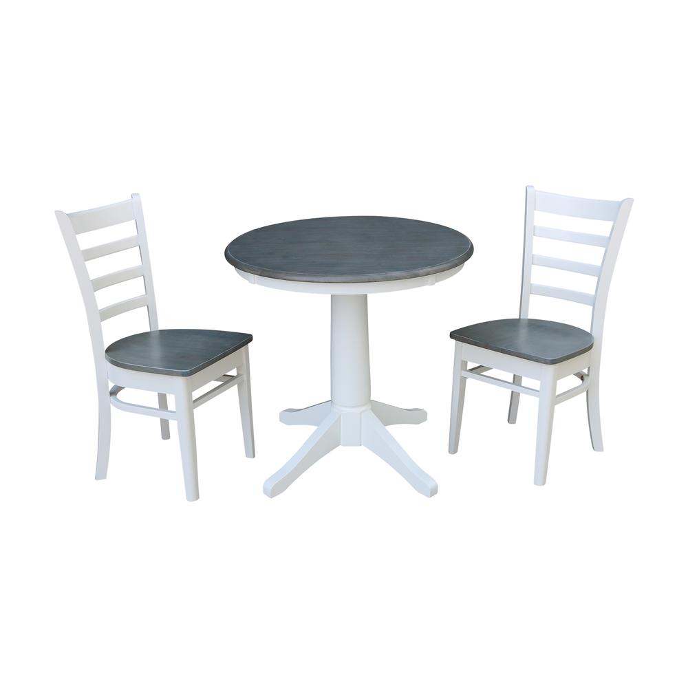 Set of 3 pcs -30" round top ped table - with 2 emily chairs. Picture 1