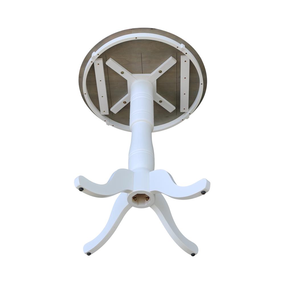 30" Round Top Pedestal Table - Bar Height - White/Heather Gray. Picture 3