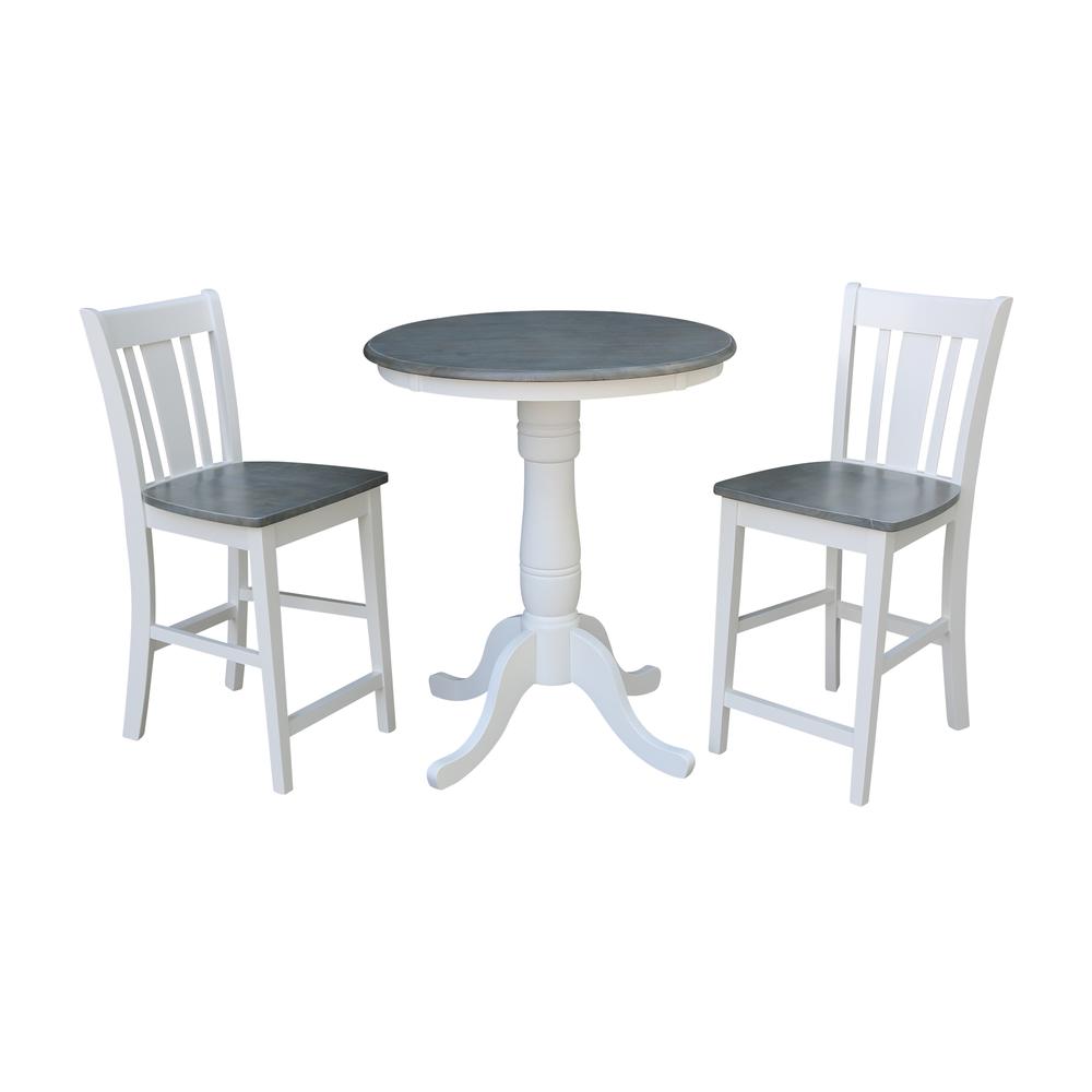 30" Pedestal Gathering Height Table With 2 San Remo Counter Height Stools. Picture 1