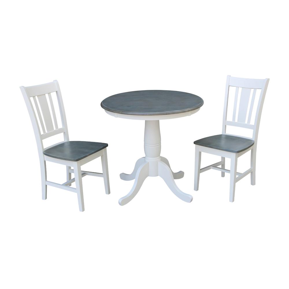 30" Round Top Pedestal Table With 2 San Remo Chairs - Set of 3 Pieces. Picture 1