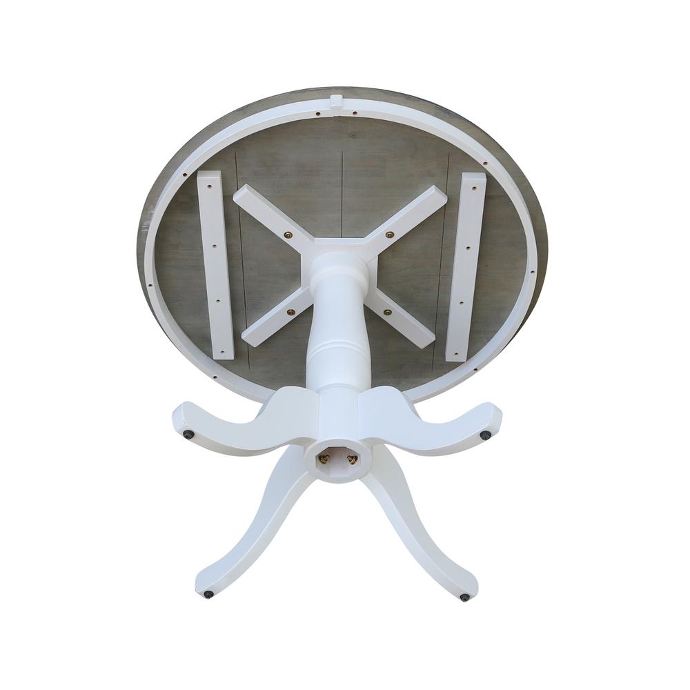 36" Round Top Pedestal Table - Dining Height - White/Heather Gray. Picture 4