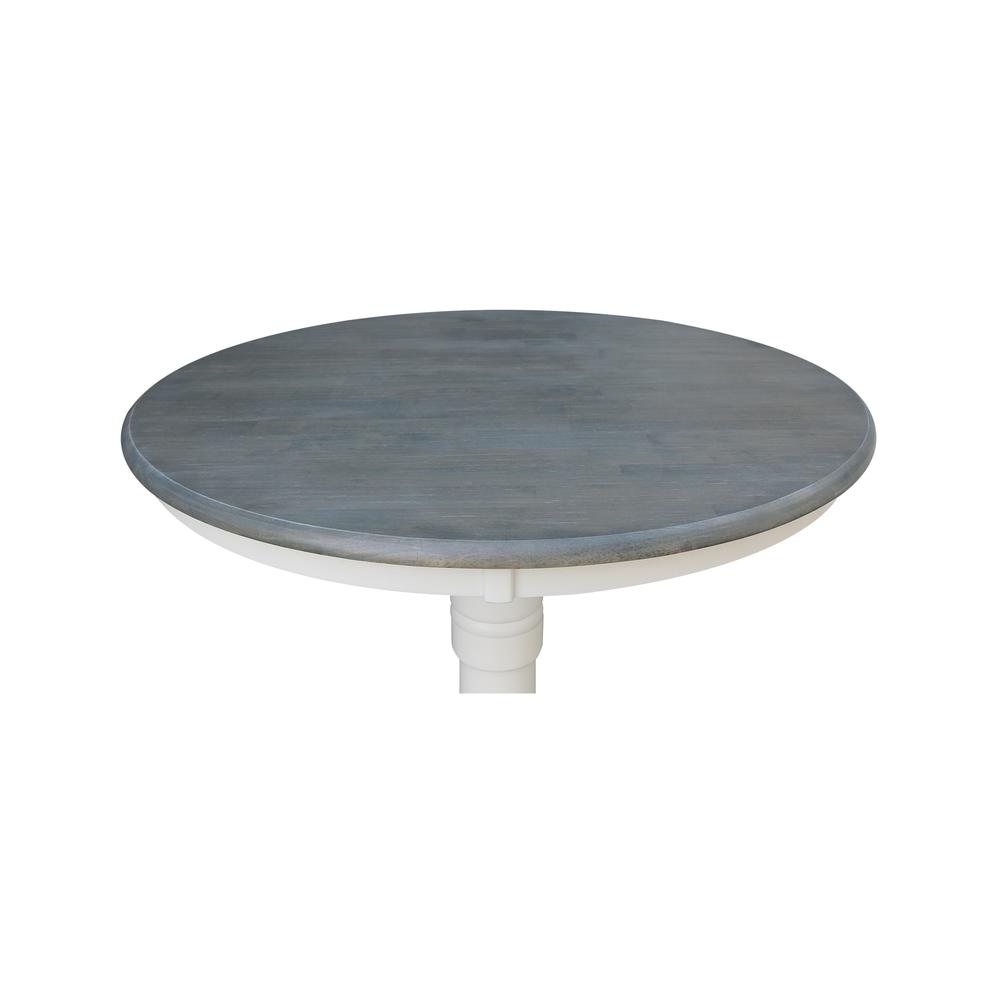36" Round Top Pedestal Table - Dining Height - White/Heather Gray. Picture 3