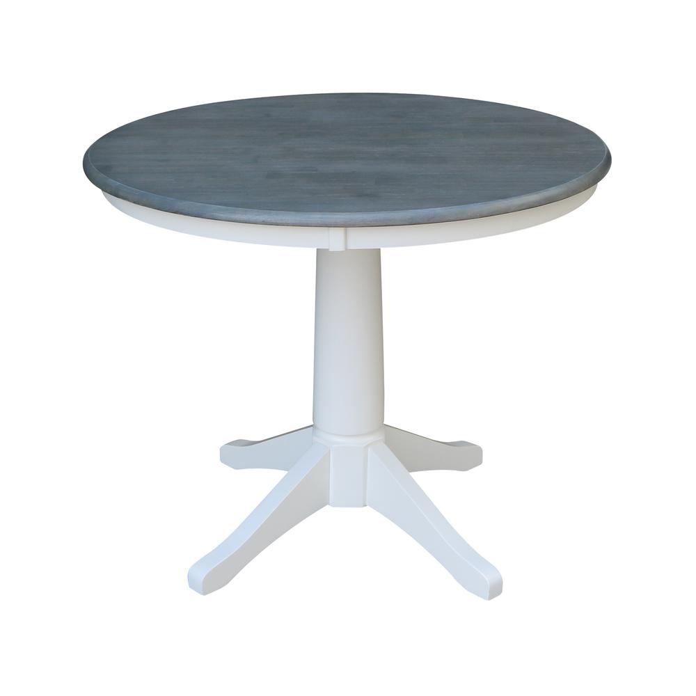 36" Round Top Pedestal Table - Dining Height - White/Heather Gray. Picture 1