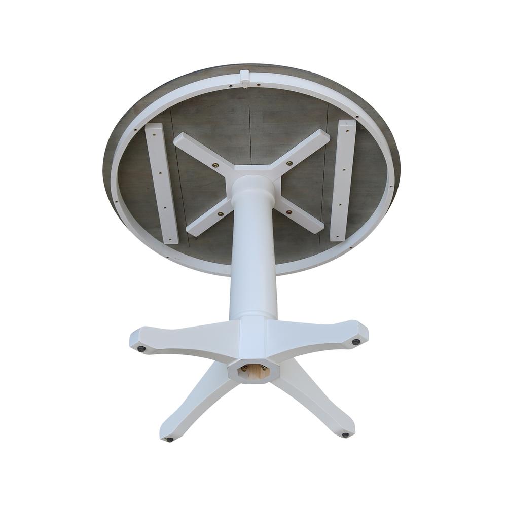 36" Round Top Pedestal Table - Dining Height - White/Heather Gray. Picture 5