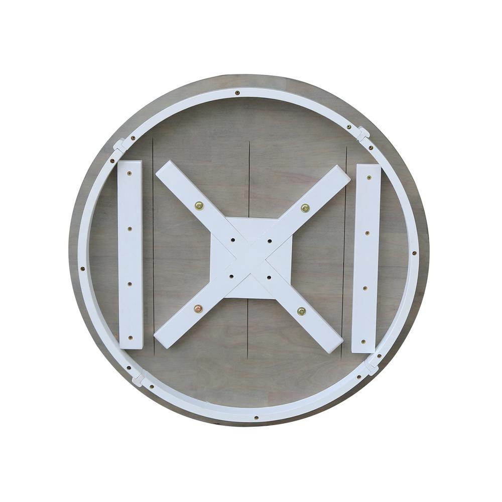 36" Round Top Pedestal Table - Dining Height - White/Heather Gray. Picture 6