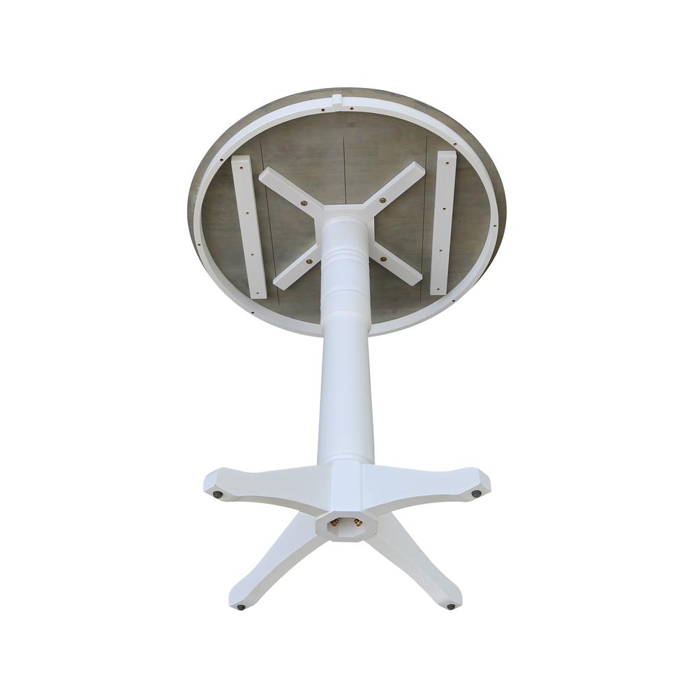 36" Round Top Pedestal Table - Bar Height - White/Heather Gray. Picture 3