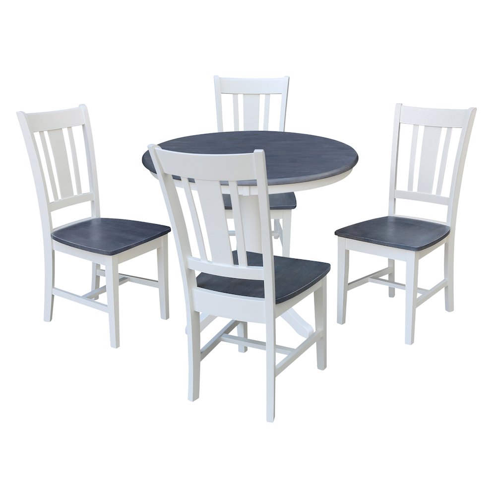 36 in Round Top Pedestal Dining Table with 4 Dining Chairs - 5 Piece Set. Picture 1