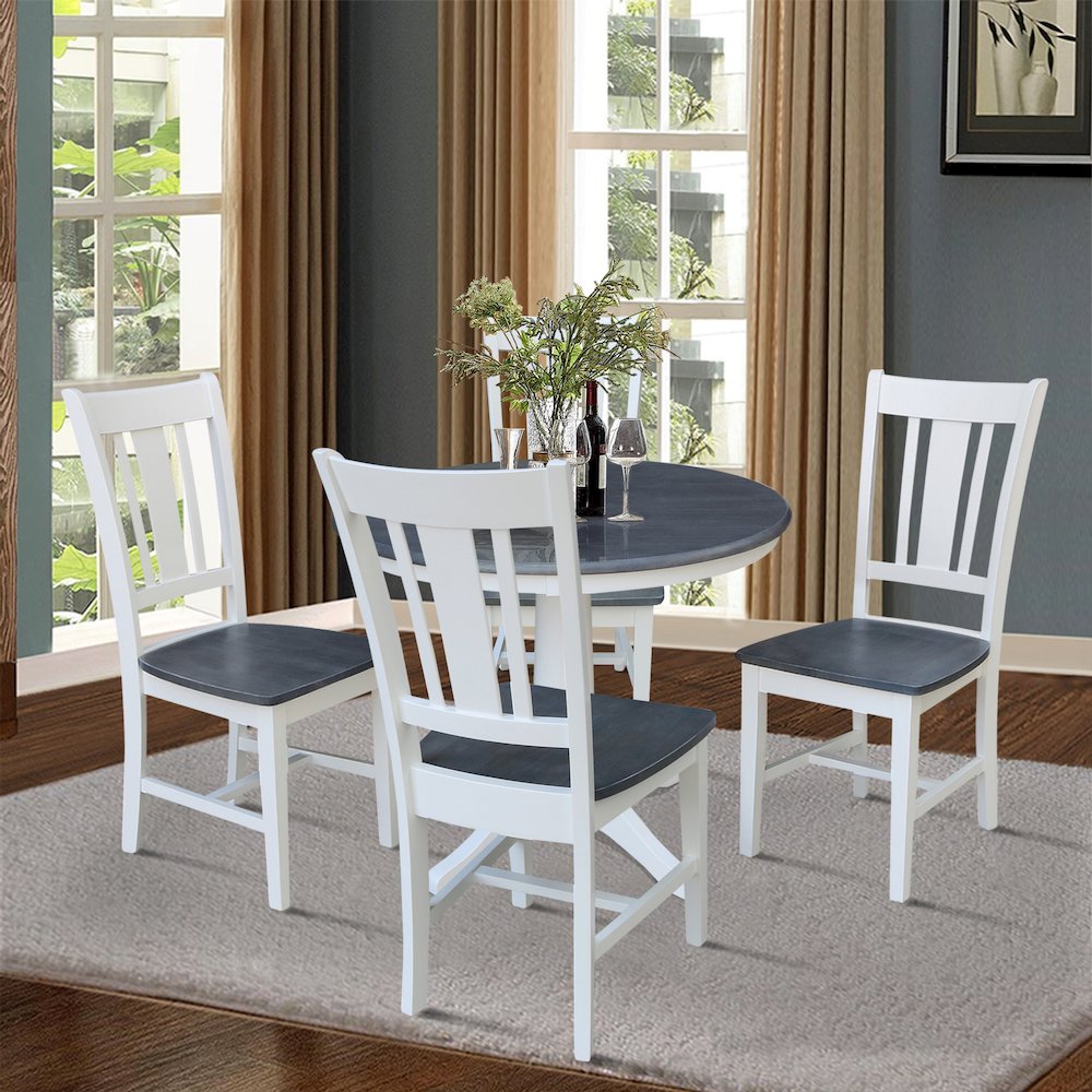 36 in Round Top Pedestal Dining Table with 4 Dining Chairs - 5 Piece Set. Picture 3