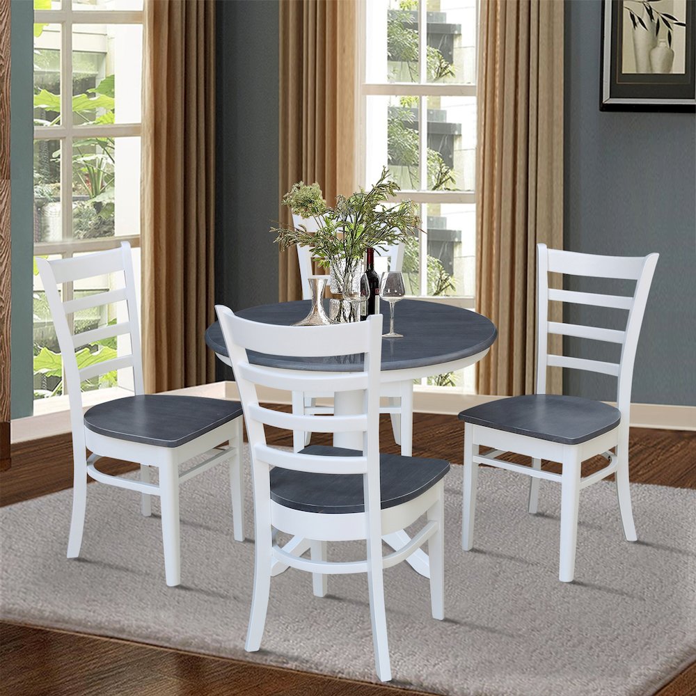 36 in Round Top Pedestal Dining Table with 4 Dining Chairs - 5 Piece Set. Picture 3