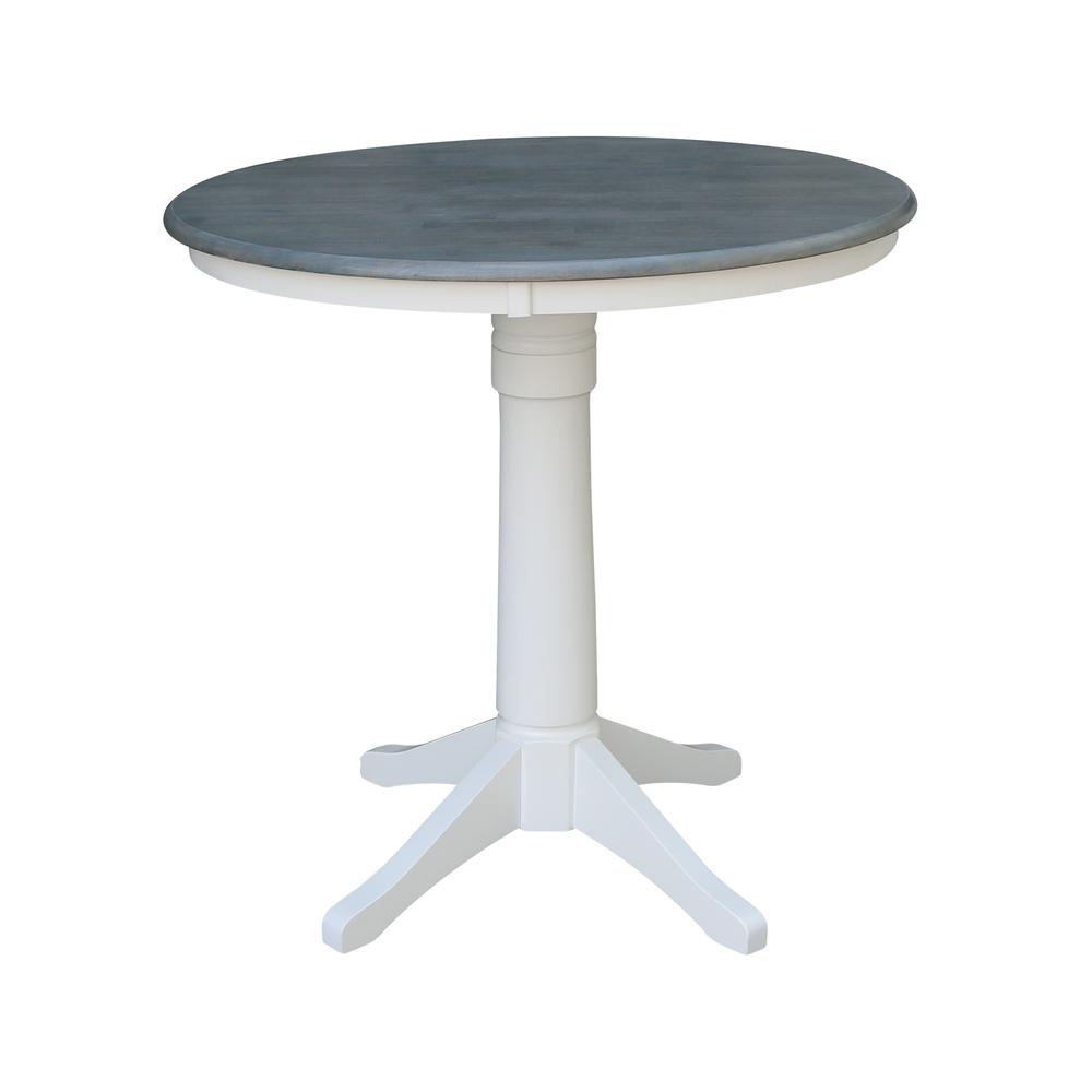 36" Round Pedestal Gathering Height Table With 2 San Remo Counter Height Stools. Picture 2