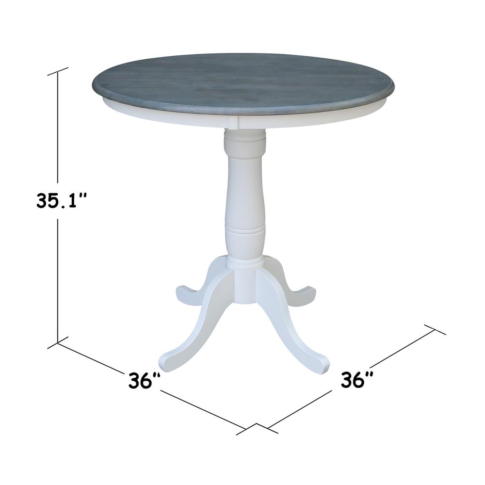 36" Round Top Pedestal Table - Counter Height - White/Heather Gray. Picture 4