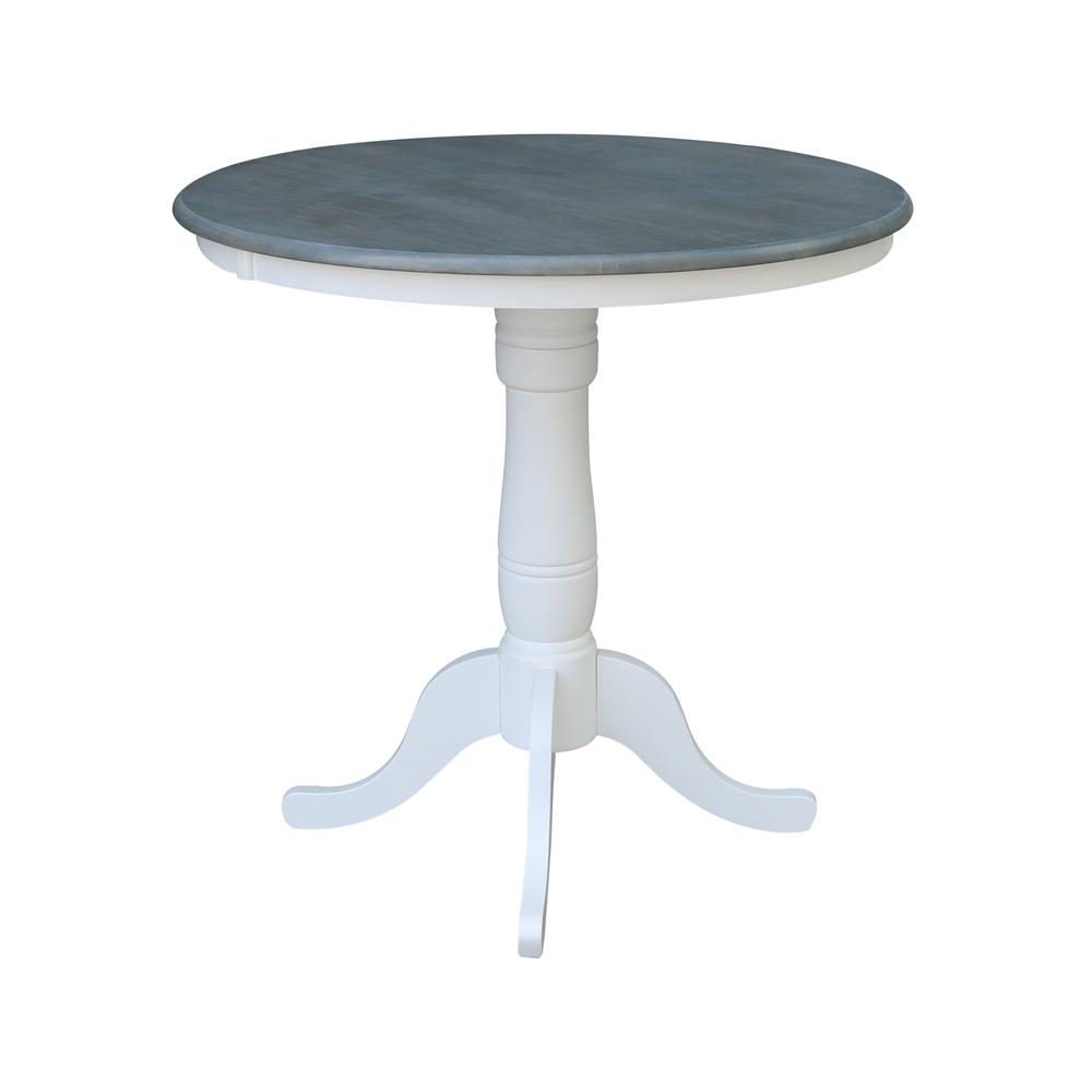 36" Round Top Pedestal Table - Counter Height - White/Heather Gray. Picture 2