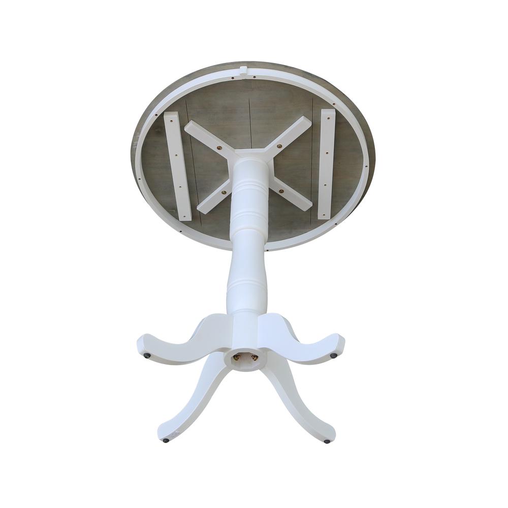 36" Round Top Pedestal Table - Bar Height - White/Heather Gray. Picture 3