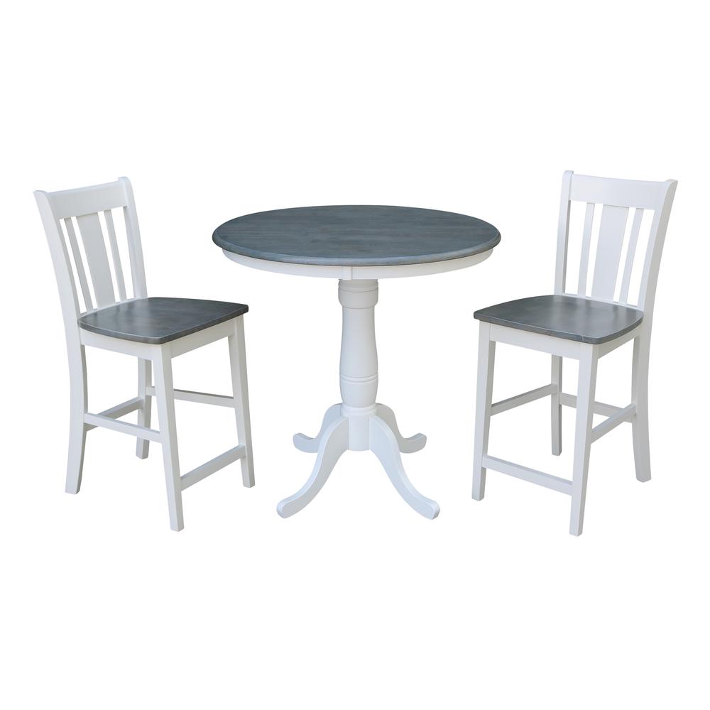 36" Round Pedestal Gathering Height Table With 2 San Remo Counter Height Stools. Picture 1