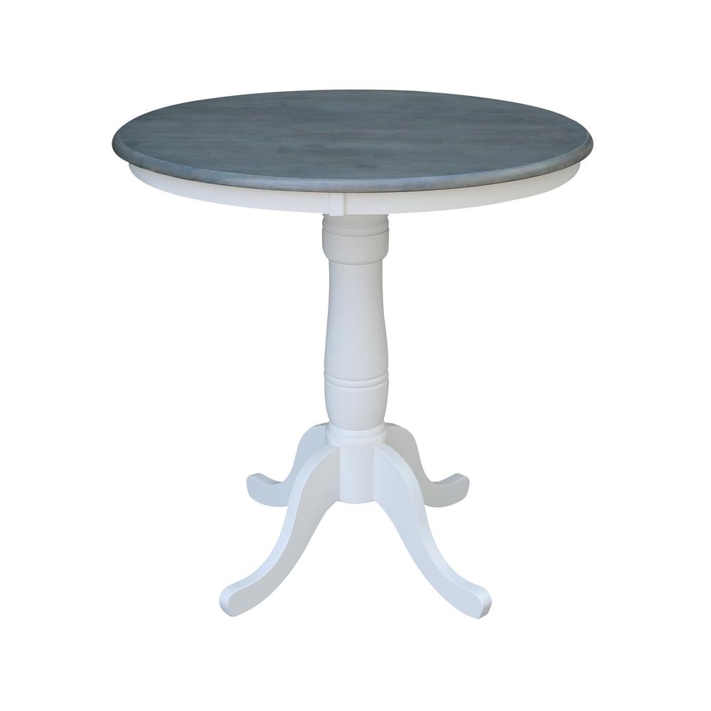 36" Round Pedestal Gathering Height Table With 2 Emily Counter Height Stools. Picture 2