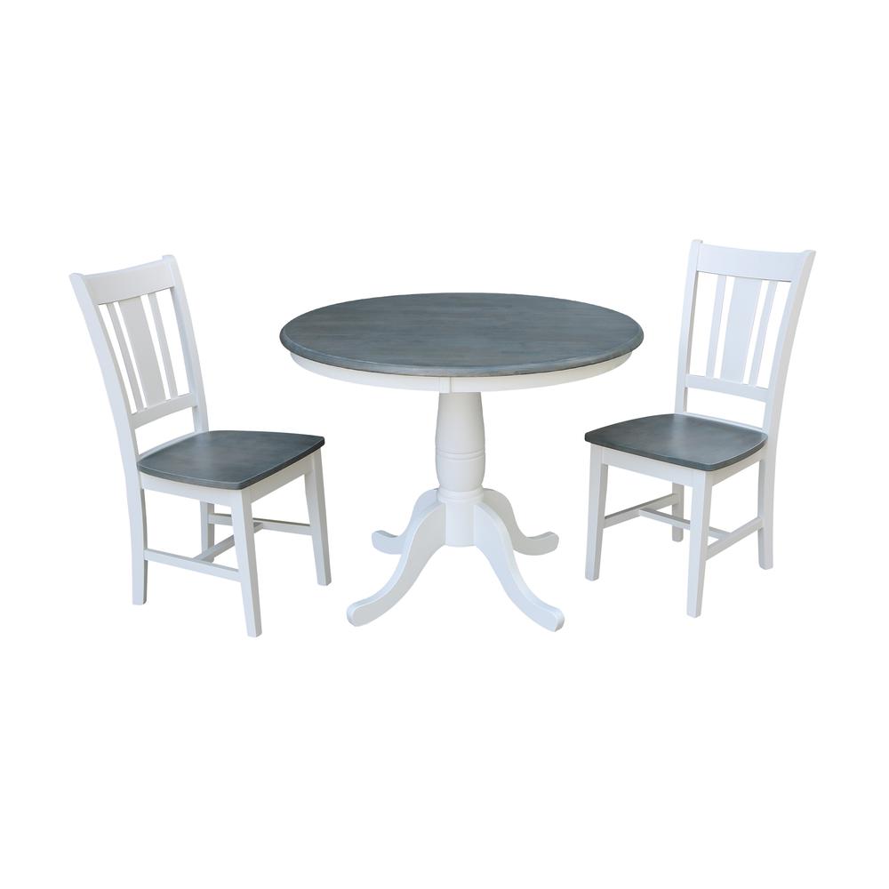36" Round Top Pedestal Table With 2 San Remo Chairs - Set of 3 Pieces. Picture 1