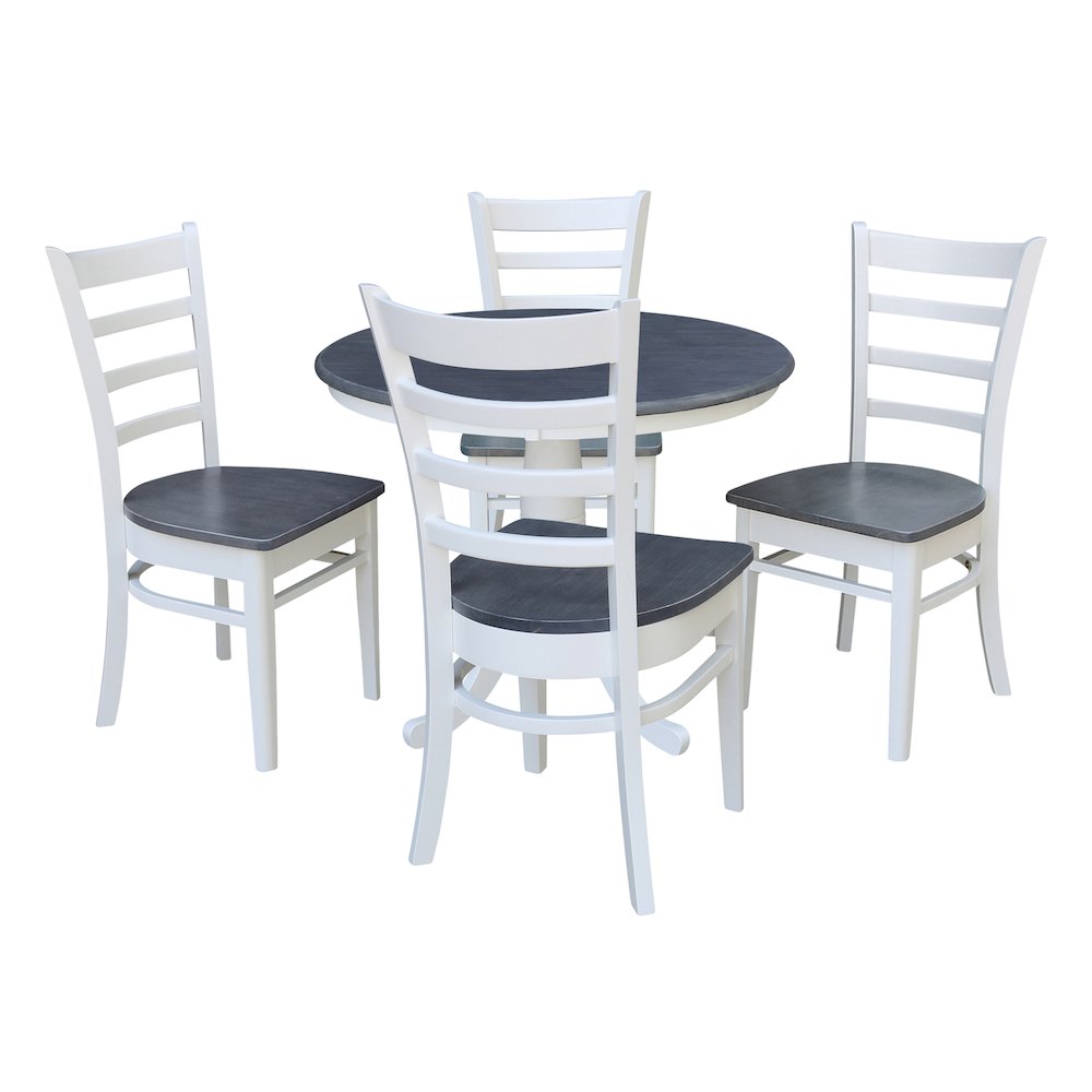 36 in Round Top Pedestal Dining Table with 4 Emily Dining Chairs - 5 Piece Set. Picture 1