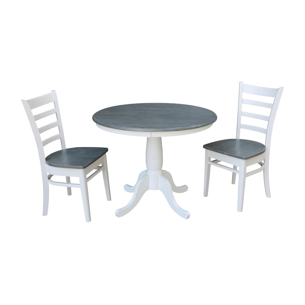 36" Round Top Pedestal Table With 2 Emily Chairs - Set of 3 Pieces. Picture 1