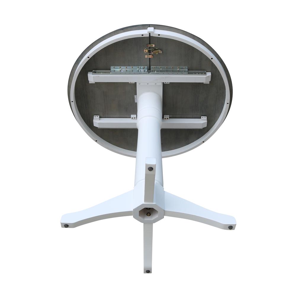36" Round Top Pedestal Table With 12" Leaf - Counter Height - White/Heather Gray. Picture 7