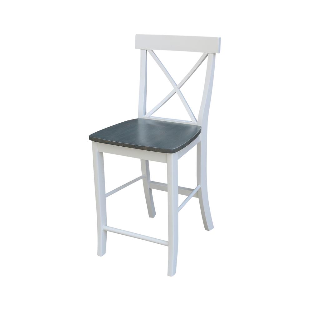 36" Round Extension Dining Table With 4 X-Back Counter Height Stools. Picture 3