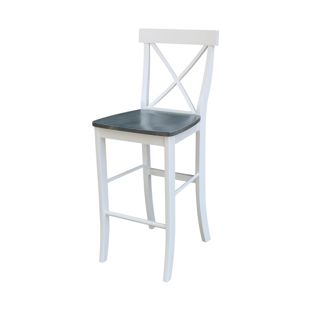 36" Round Extension Dining Table With 2 X-Back Bar Height Stools. Picture 3