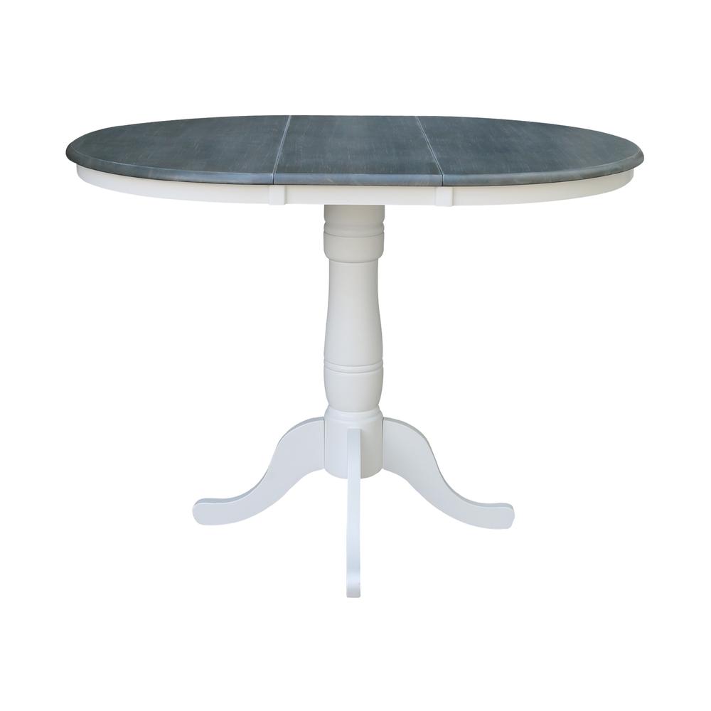 36" Round Top Pedestal Table With 12" Leaf - Counter Height -. Picture 5