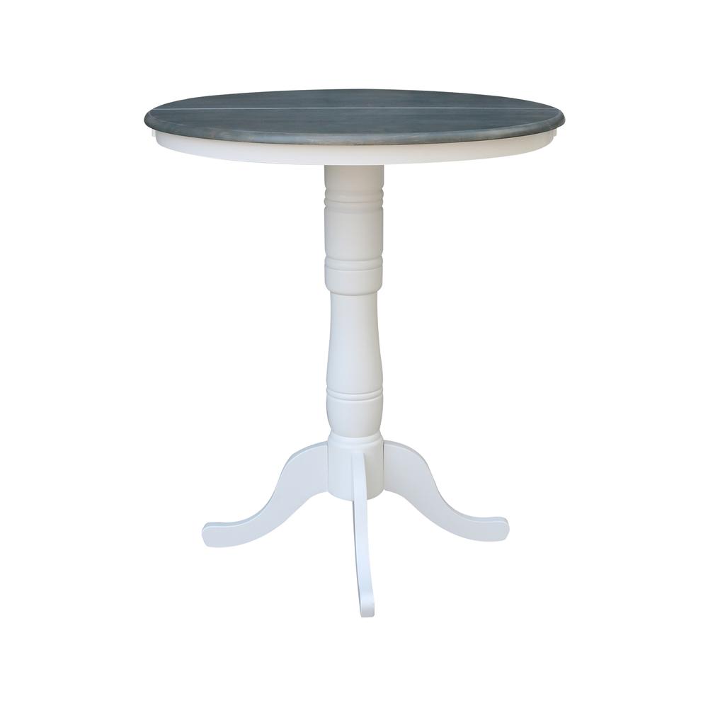 36" Round Top Pedestal Table With 12" Leaf - Bar Height -. Picture 3