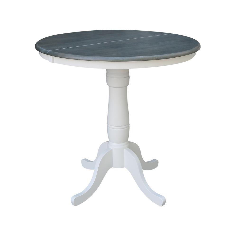 36" Round Extension Dining Table With 2 Emily Counter Height Stools - Set of 3. Picture 2