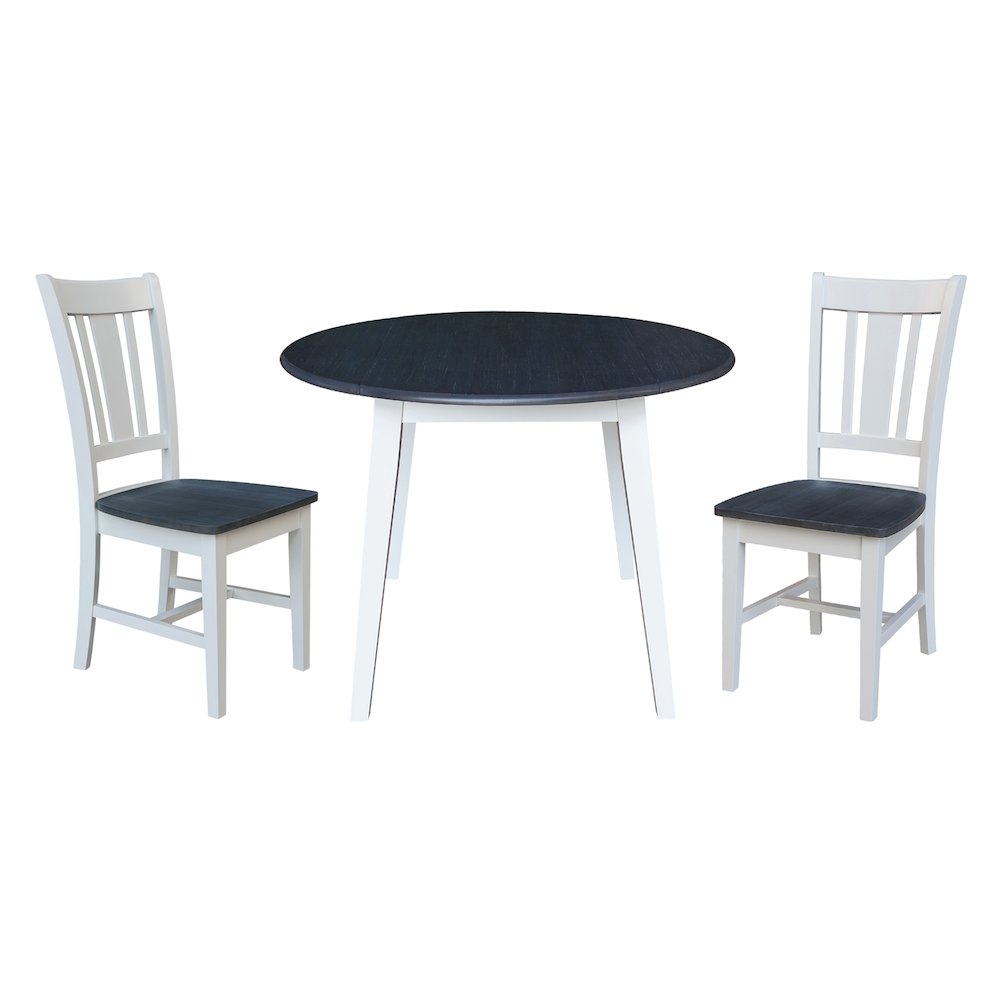 Set of 3 pcs - 42" Round Dual Drop Leaf Table with 2 RTA chairs. Picture 1