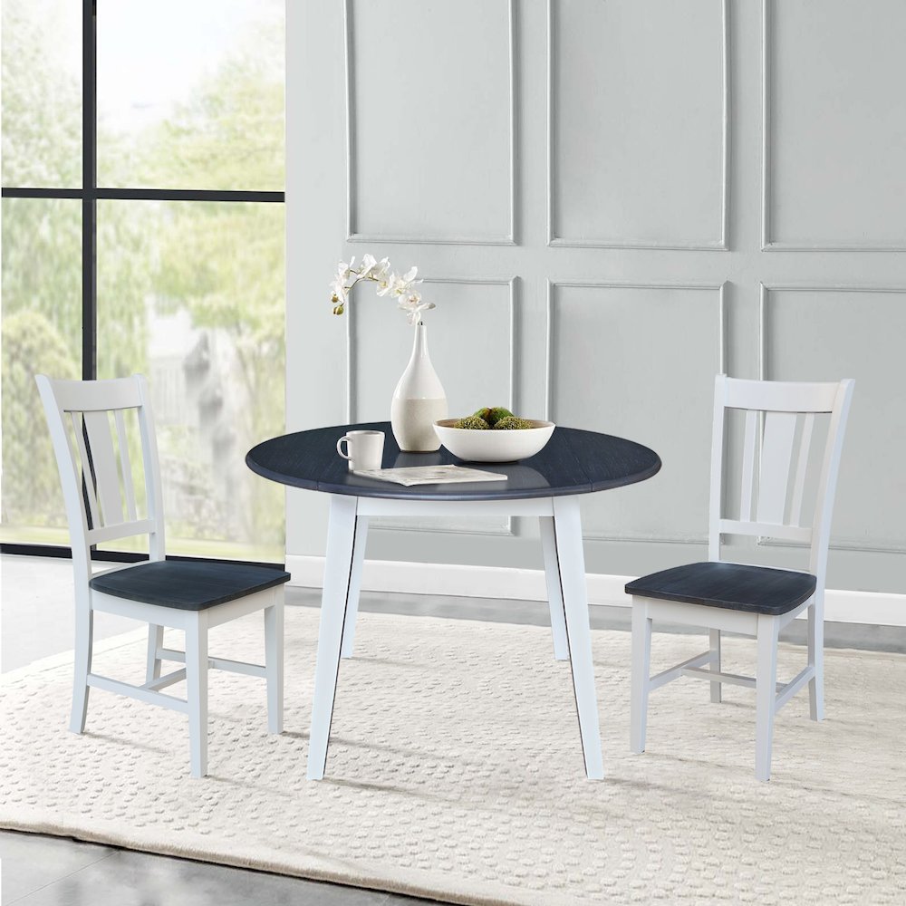 Set of 3 pcs - 42" Round Dual Drop Leaf Table with 2 RTA chairs. Picture 2