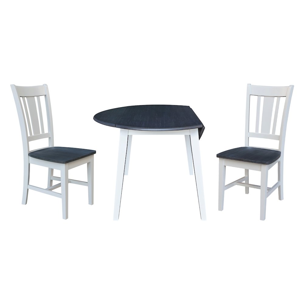 Set of 3 pcs - 42" Round Dual Drop Leaf Table with 2 RTA chairs. Picture 4