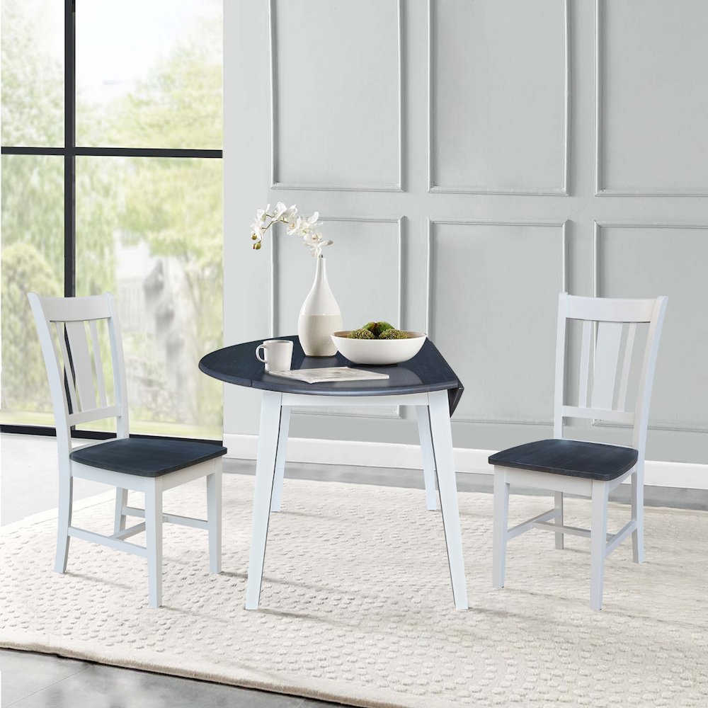 Set of 3 pcs - 42" Round Dual Drop Leaf Table with 2 RTA chairs. Picture 3